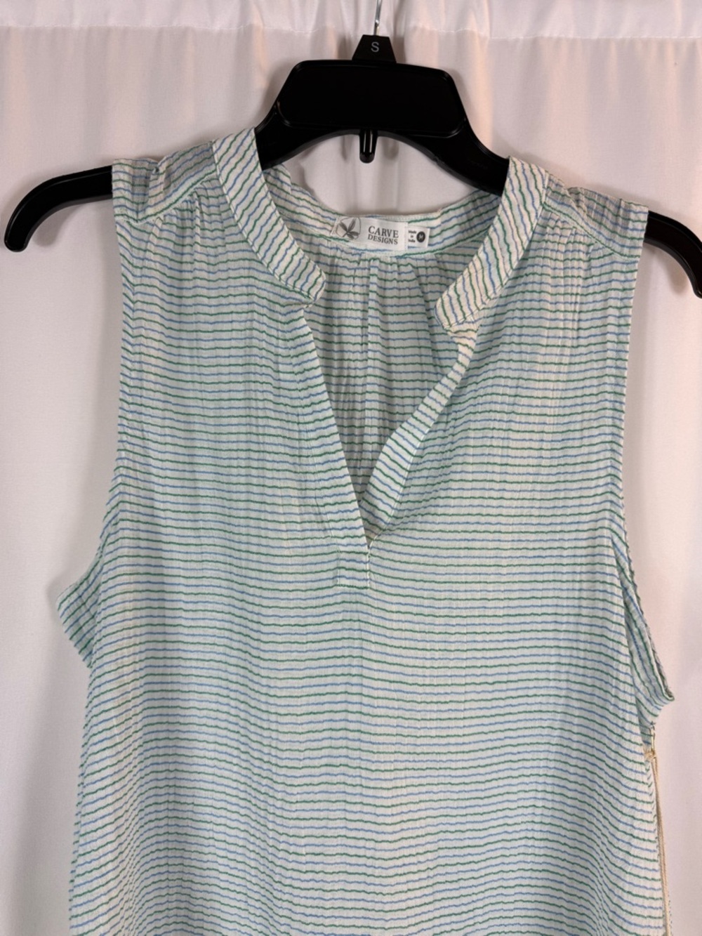 NWT Carve designs Size: M DYLAN TANK Relaxed Fit Tank color: green striped tank - Picture 5 of 15